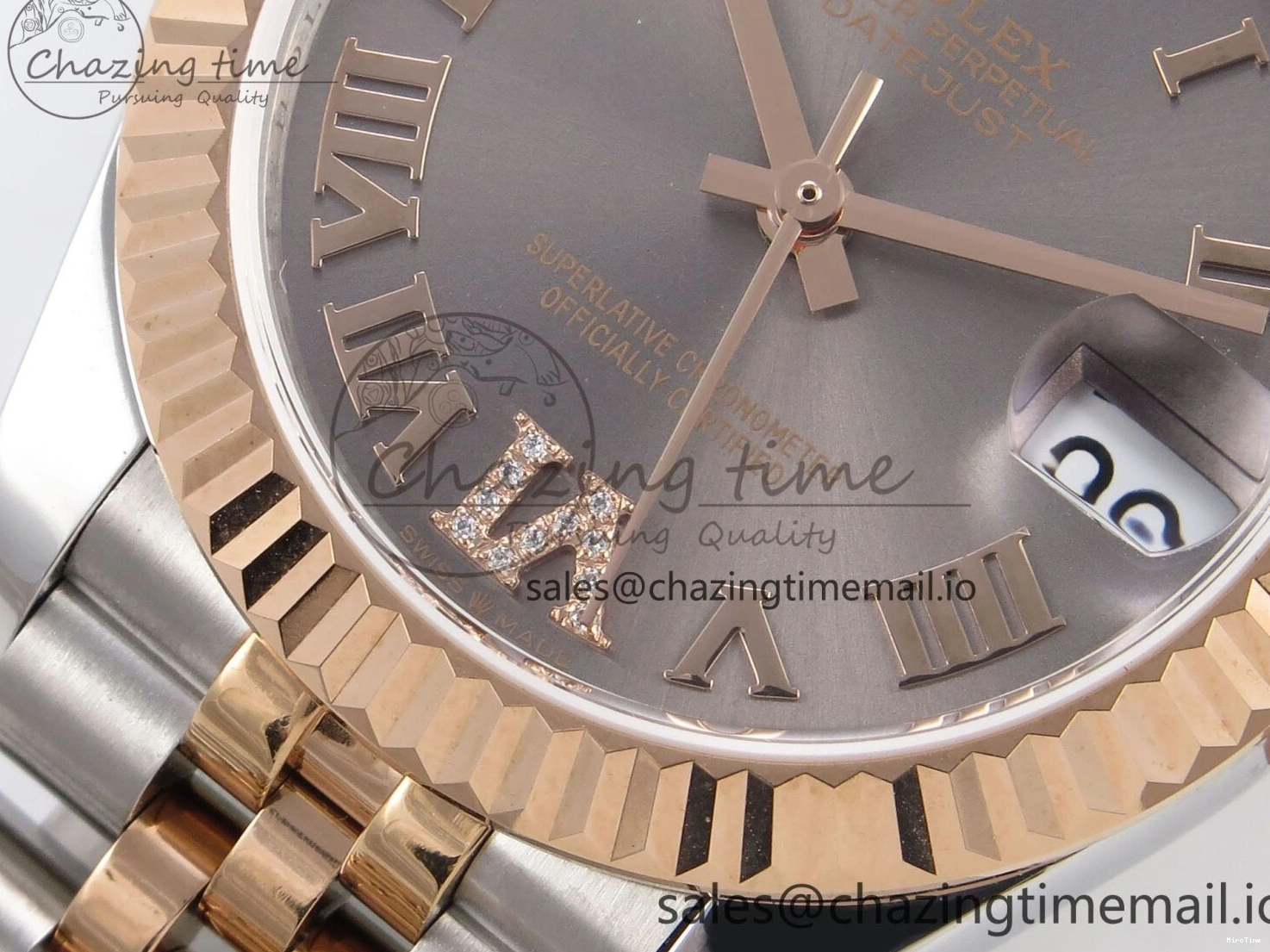 MiroTime 0401 Popular DateJust 31 278271 SS RG GMF 1:1 Best Edition 904L Steel Gray Roman Diamonds Dial on Jubilee Bracelet A 1165